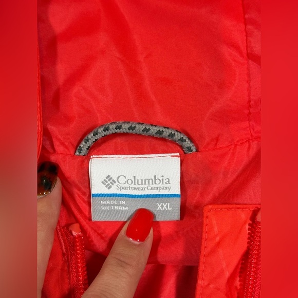 Columbia Bright Red Sports rain Jacket thick with rose pattern xxl - Picture 4 of 4